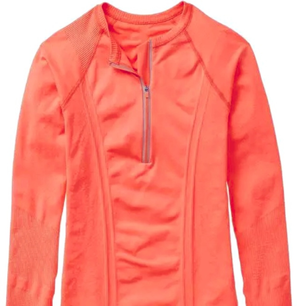 Athleta long sleeve orange 1/2 Zip Tracker Top